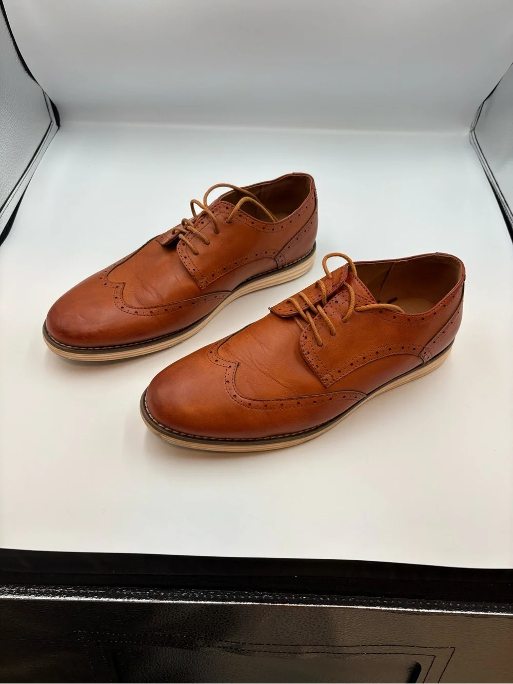 Men’s Vostey Milan SZ 11 Tan Wingtip Oxford Shoes Leather